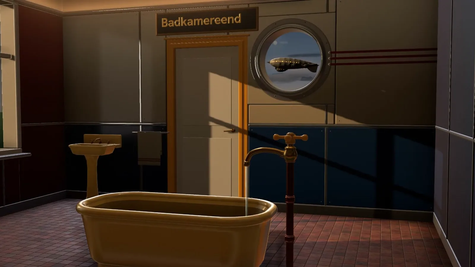 Nadat de kraan opengaat: een lichte badkamer met een gevuld bad