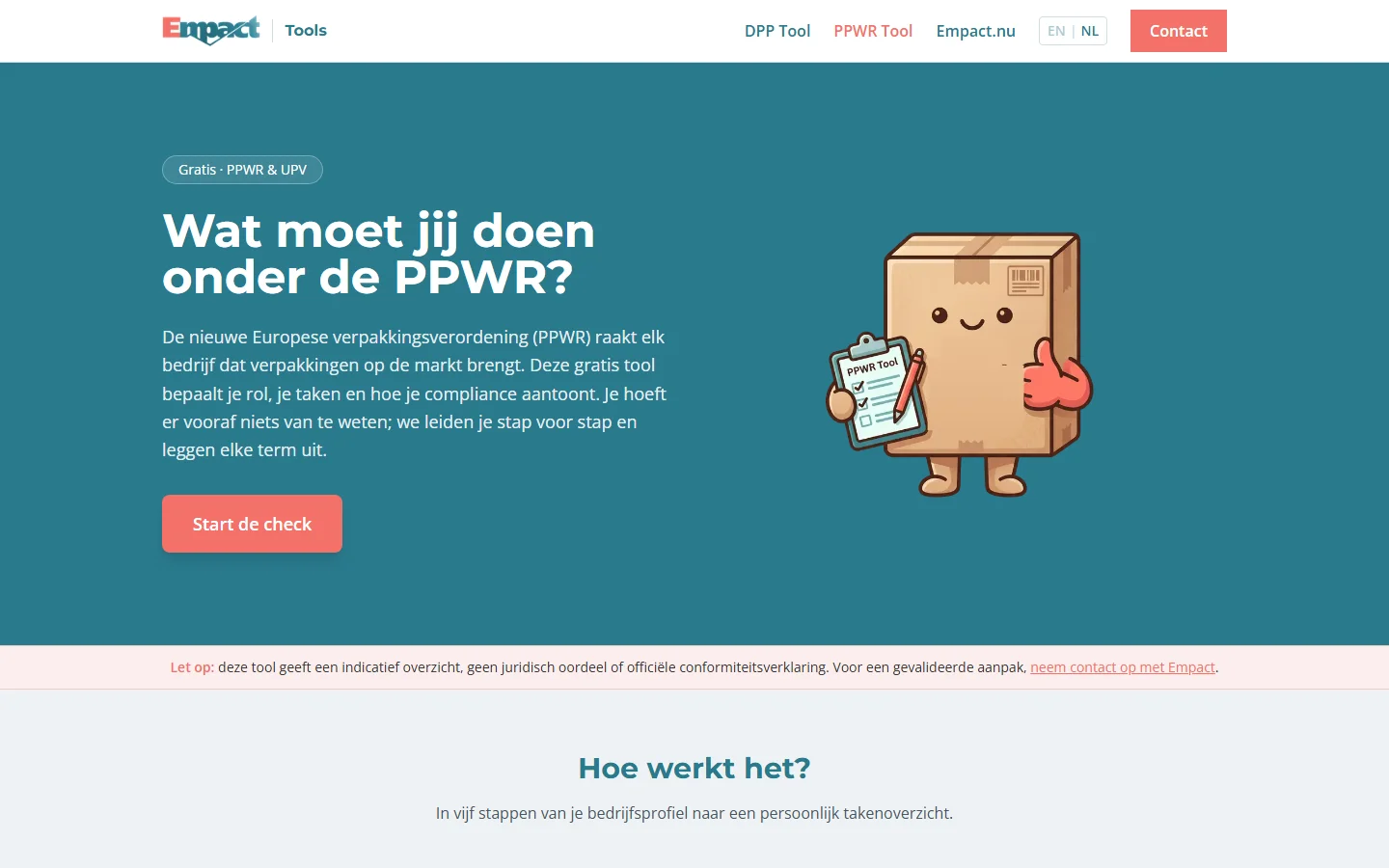Empact PPWR-tool - desktop versie