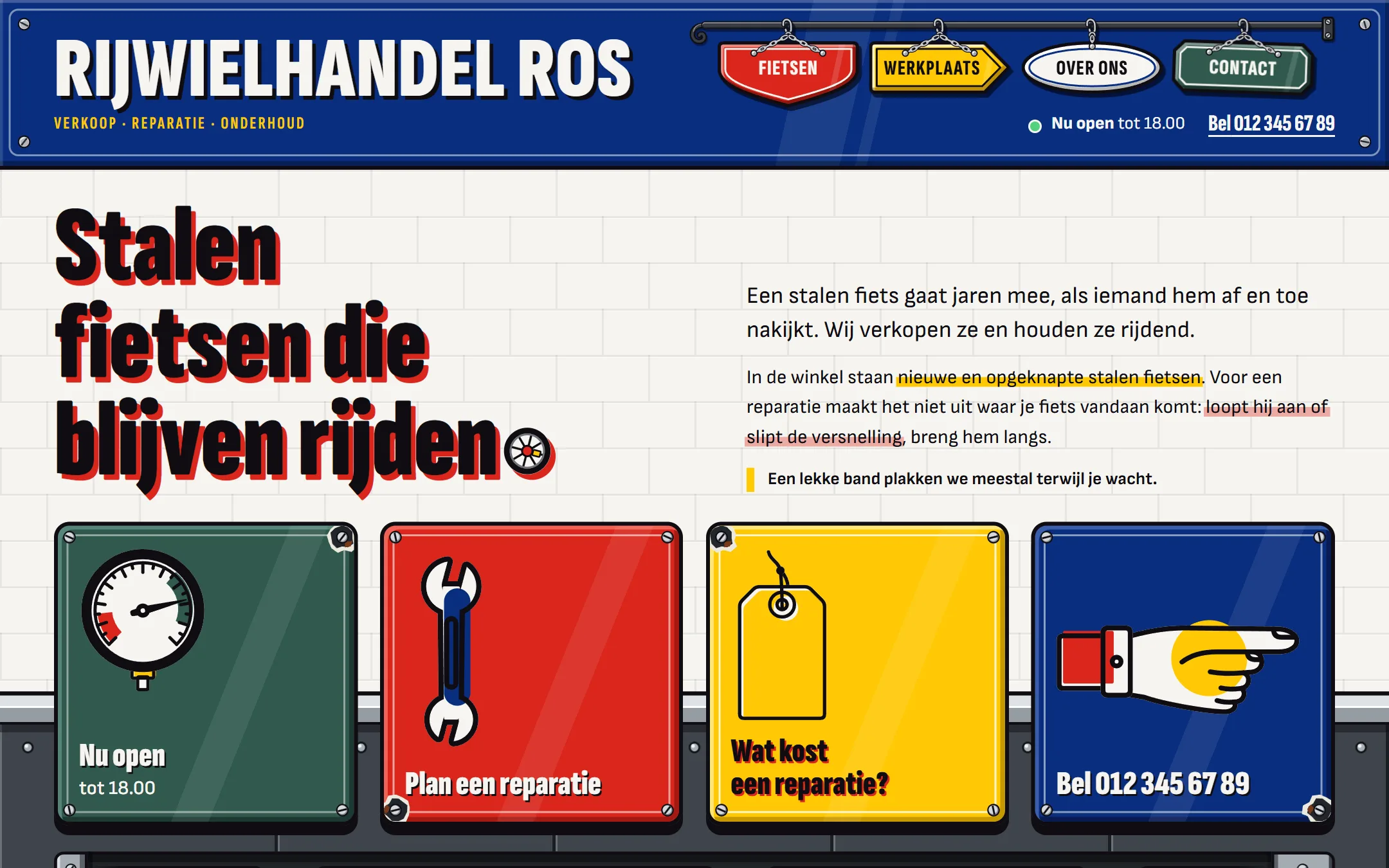 Website van Rijwielhandel Ros, desktopversie