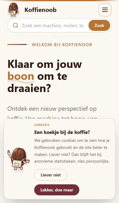 Koffienoob.nl - mobiele versie
